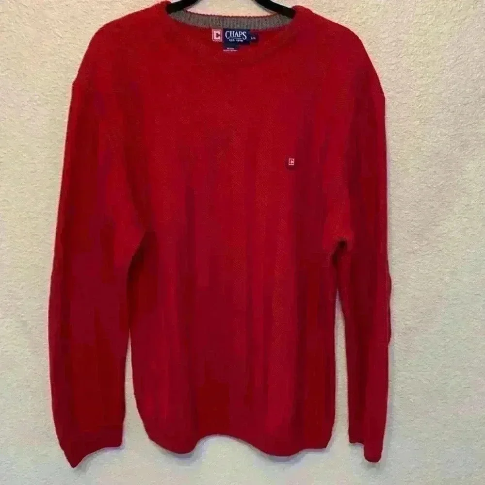 Chaps red sweater sz L Christmas holiday church career business casual warm cozy